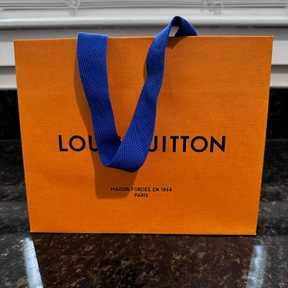 Louis Vuitton Bold Orange Bag with Blue Handle